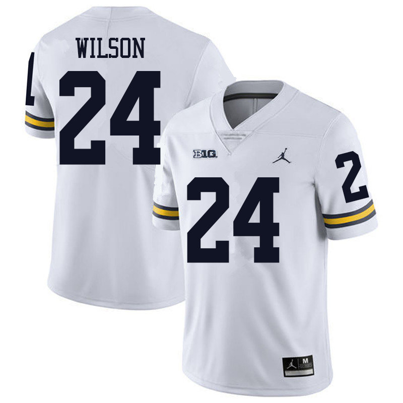 Jordan Brand Men #24 Tru Wilson Michigan Wolverines College Football Jerseys Sale-White - Click Image to Close